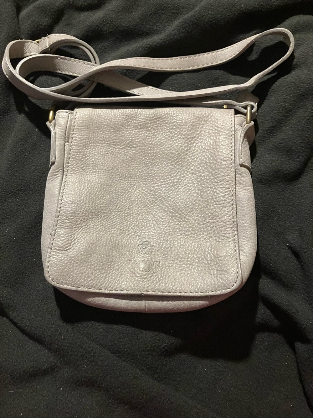 I Medici Firenze Grey Pebbled Leather Crossbody Bag Back Zip Made In Italy